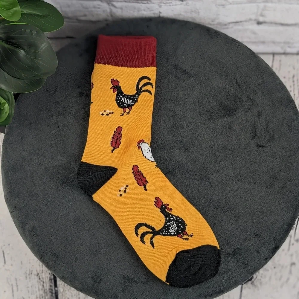 Rooster chicken orange yellow socks